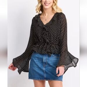 Dizzy Lizzy -  Black and White Polka Dot Blouse